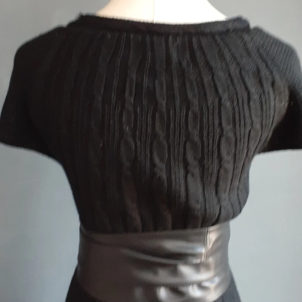 Calvin Klein women Whimsigoth black merino wool blend cable knit dress … - Picture 7 of 13